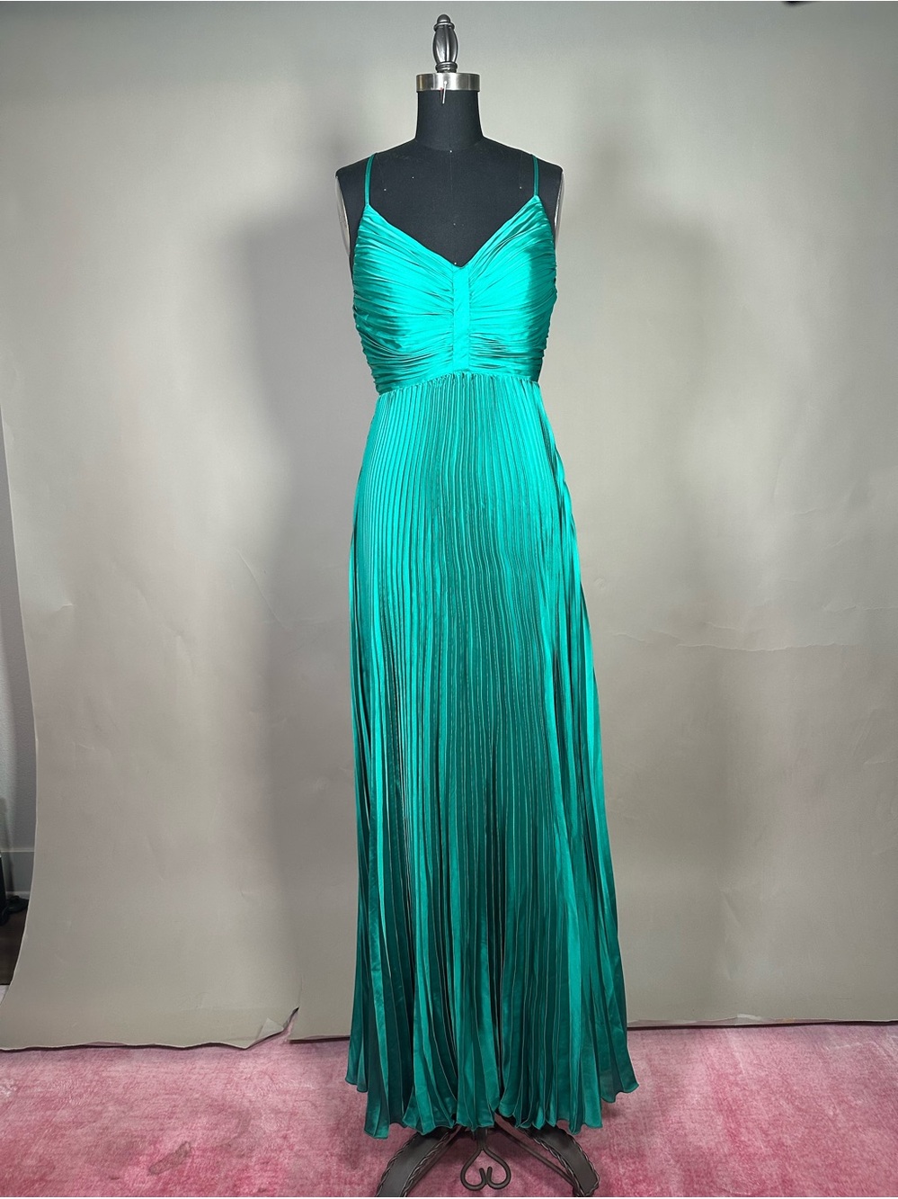 Lulu's Emerald Green Pleated Maxi Dress - Spaghetti Straps size S